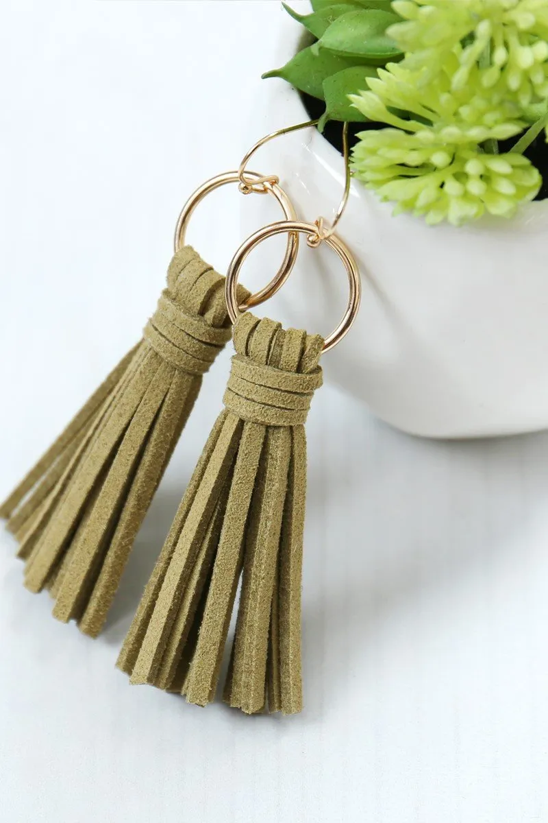 Hde2999 - Leather Tassel Earrings