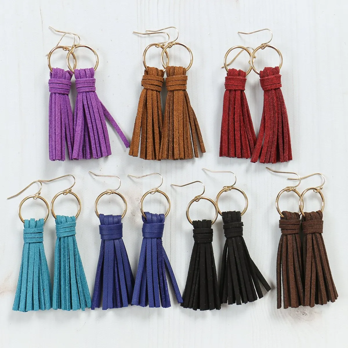 Hde2999 - Leather Tassel Earrings