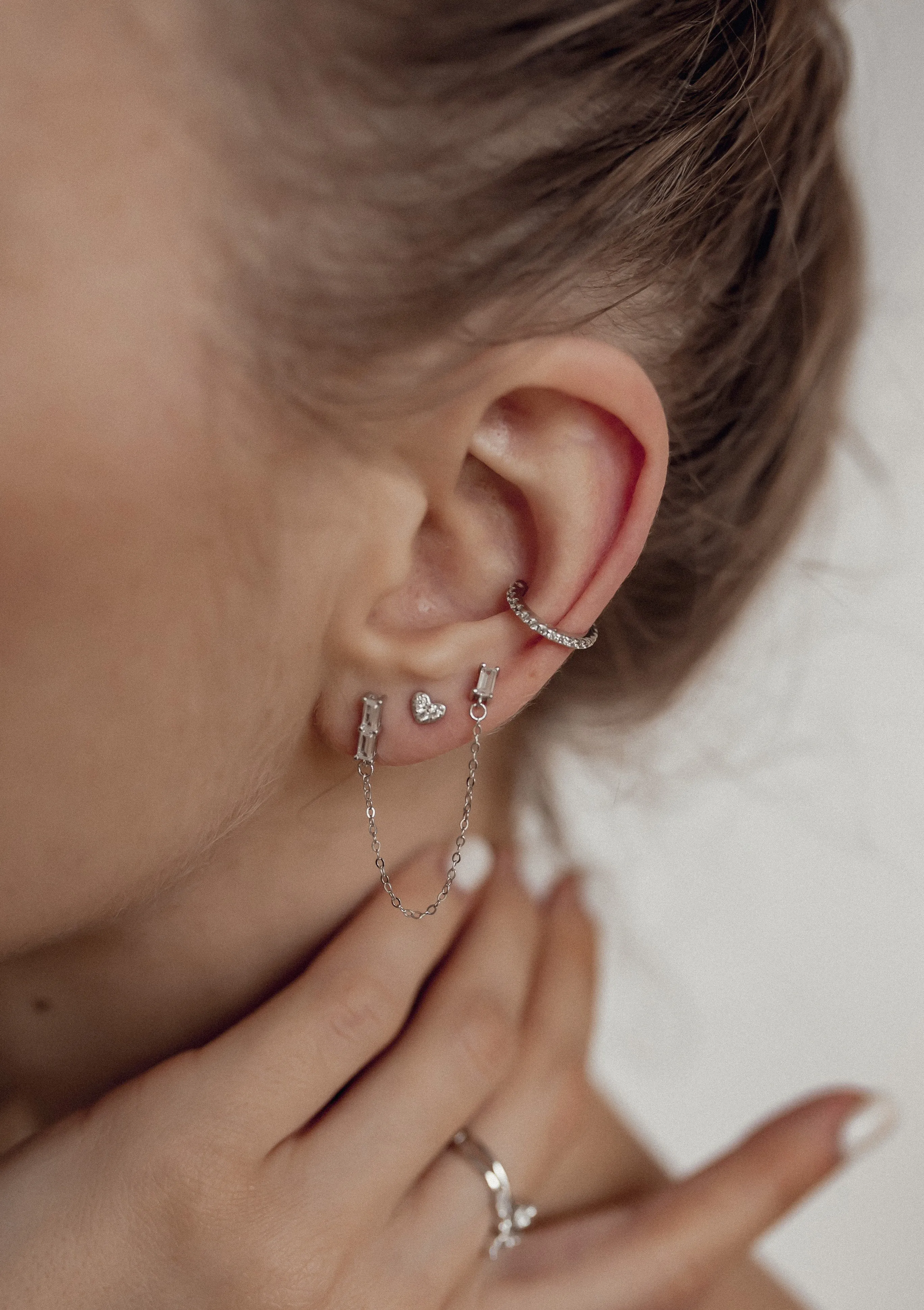 Heart Stud Earrings Sterling Silver