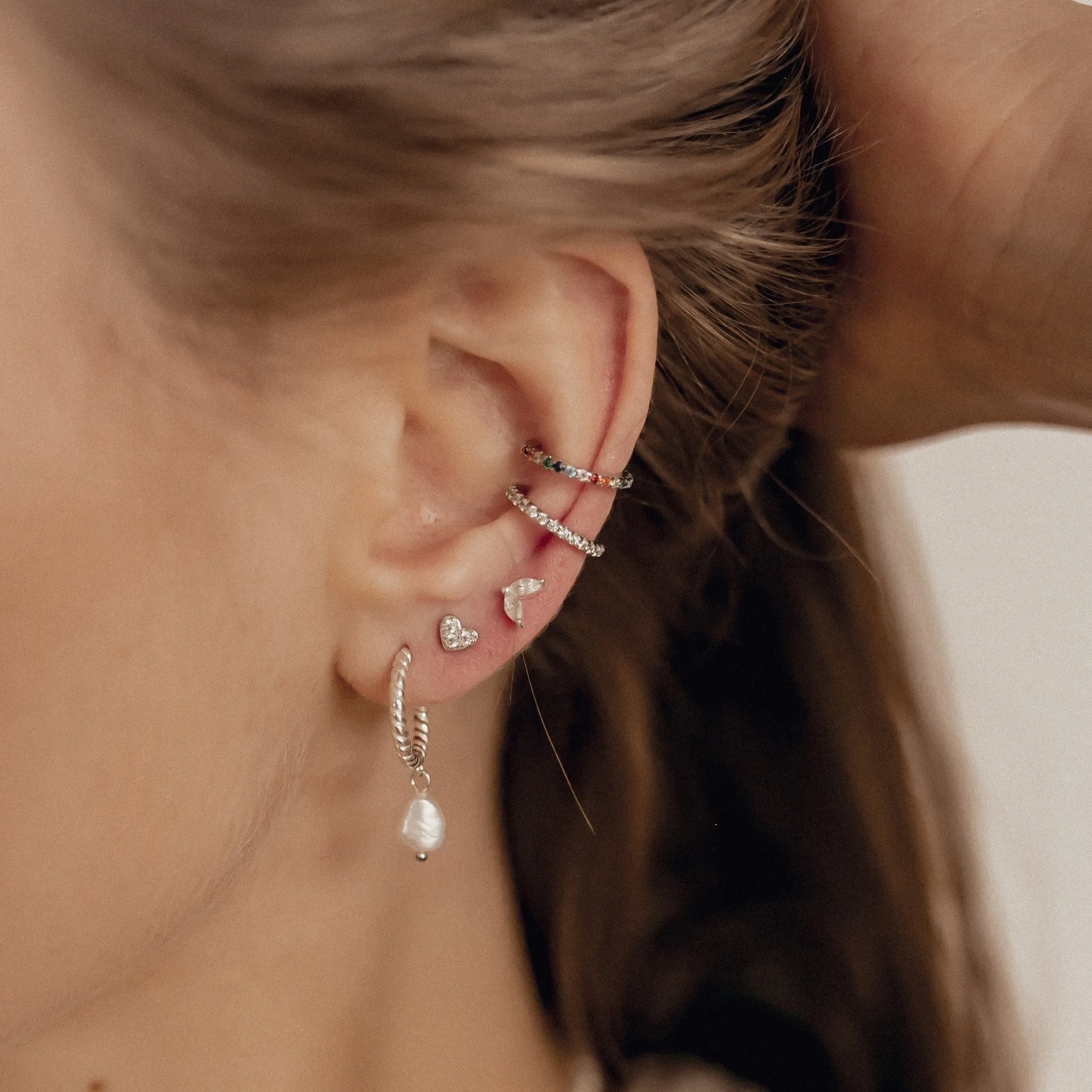 Heart Stud Earrings Sterling Silver