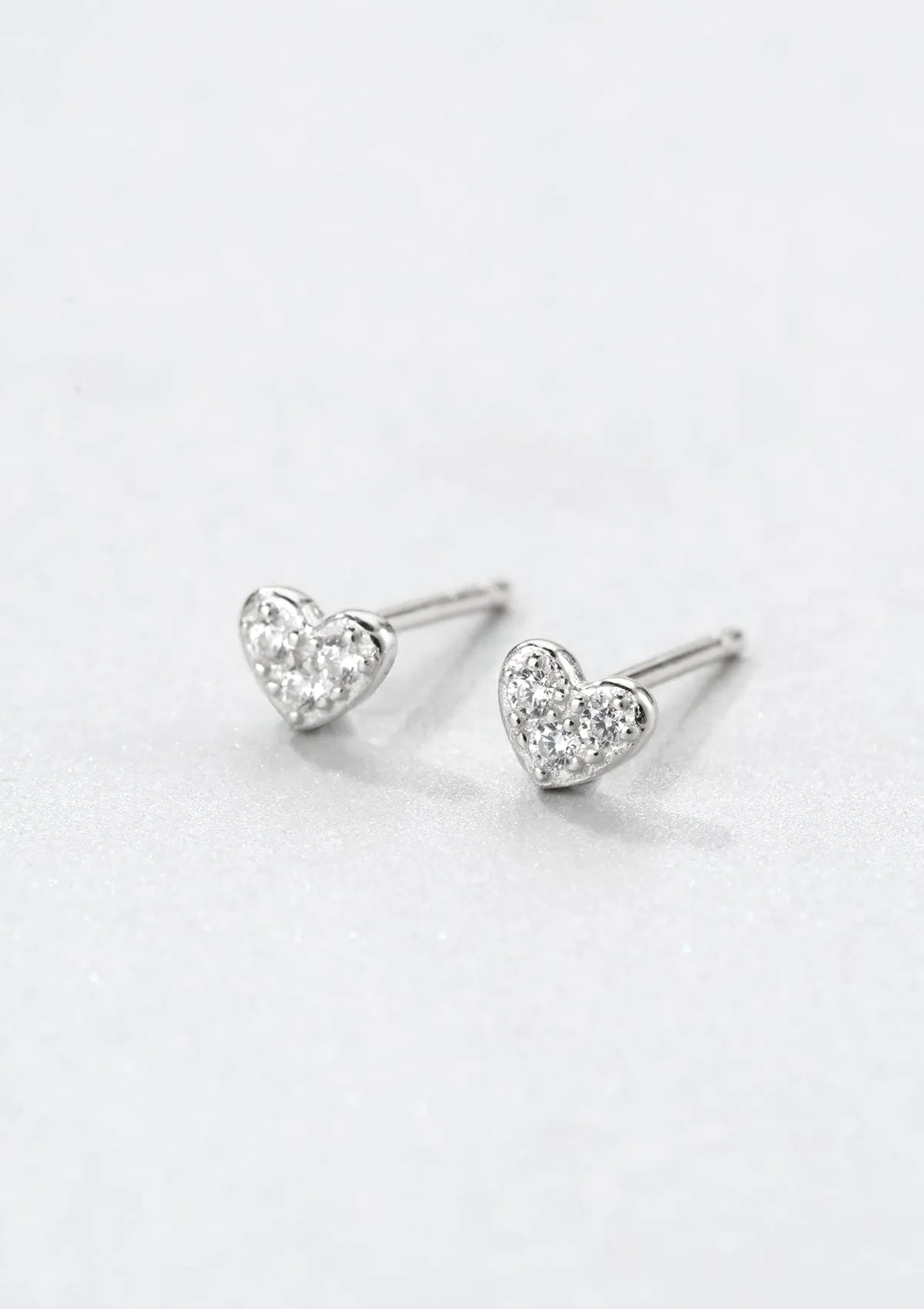 Heart Stud Earrings Sterling Silver