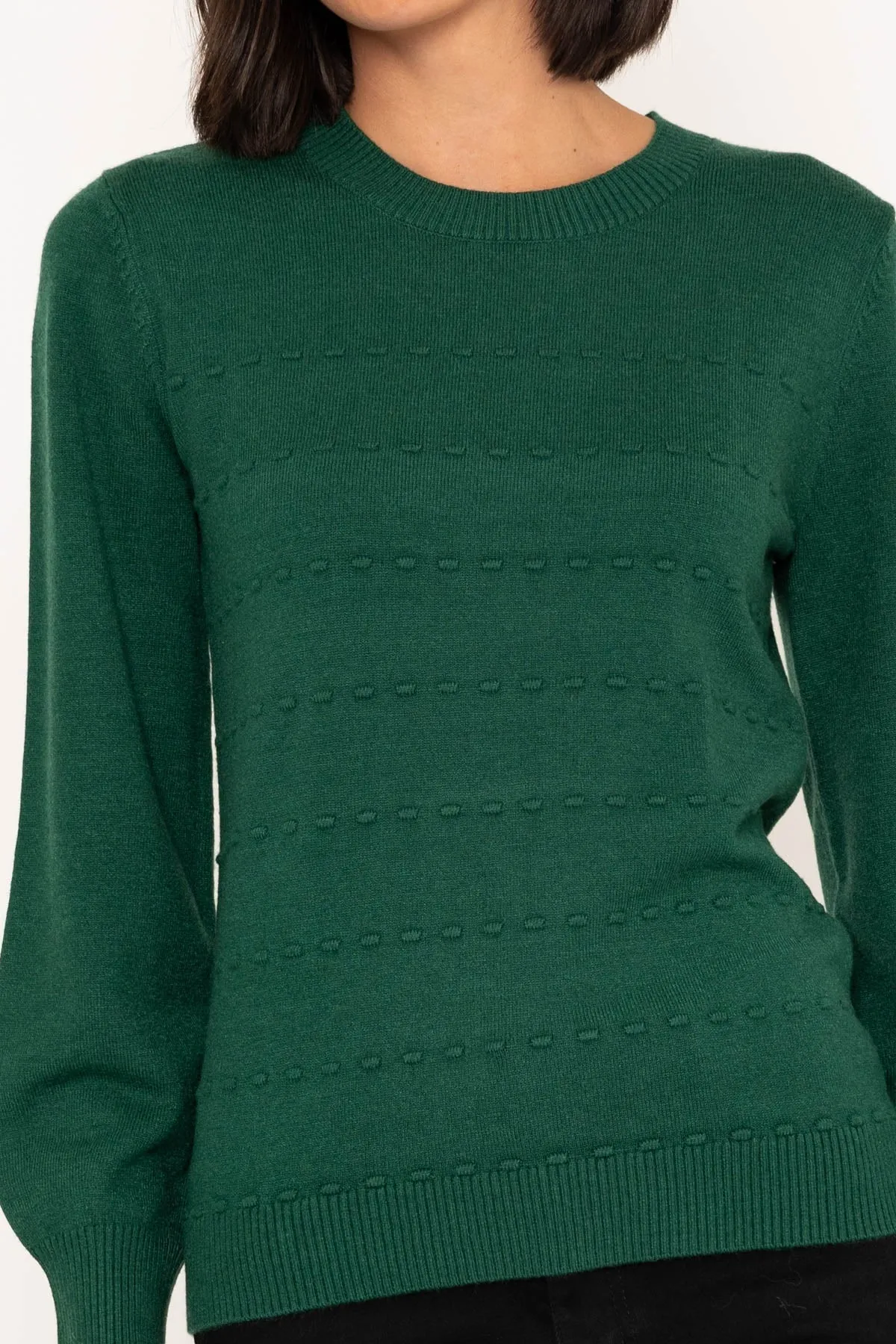 Horizontal Stitch Knit Jumper in Green