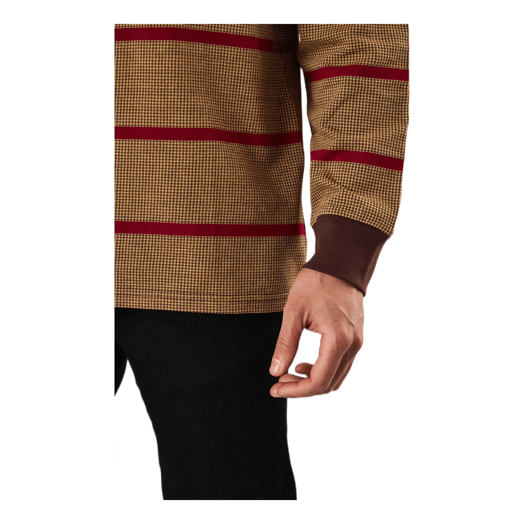 Houndstooth Stripe L/s Knit Deep Mahogany