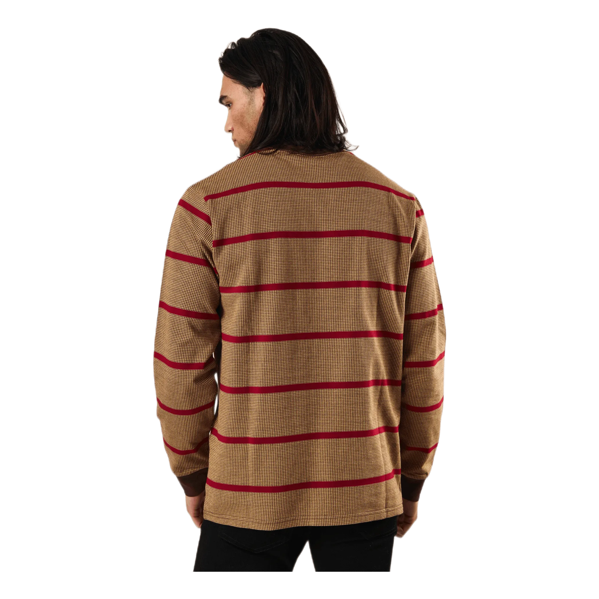 Houndstooth Stripe L/s Knit Deep Mahogany