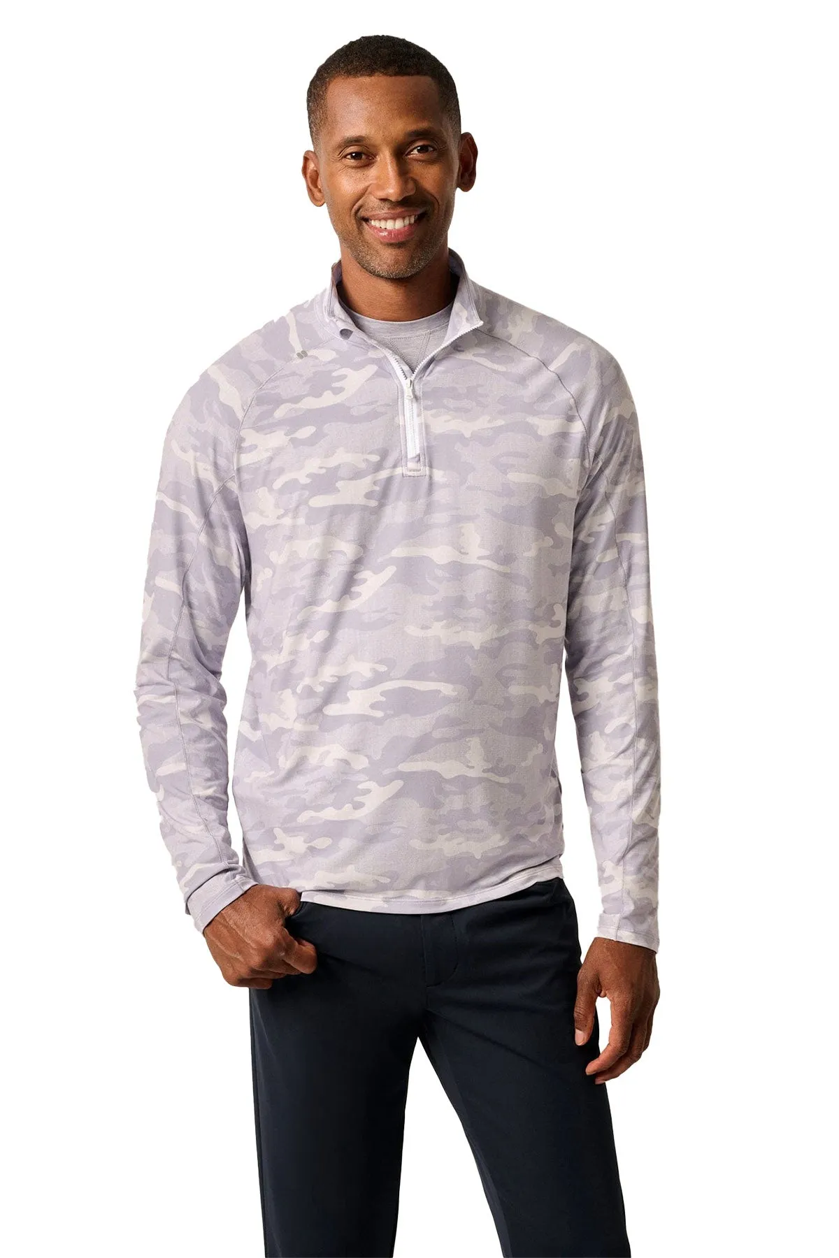 Johnnie O Patton Performance Camo 1/4 Zip Custom Pullovers, White