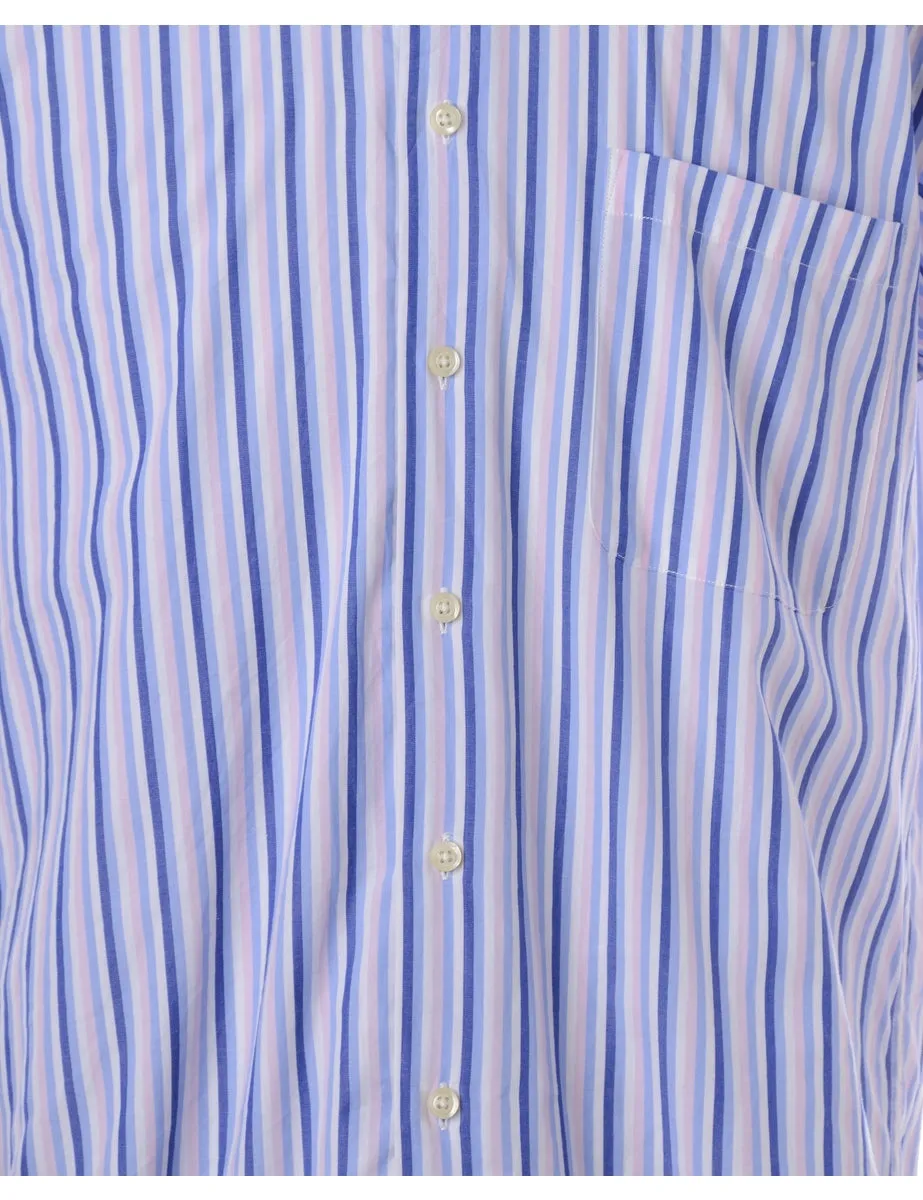 Label Scott Roll Sleeve Stripy Shirt - XL