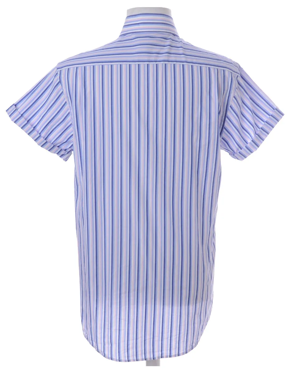 Label Scott Roll Sleeve Stripy Shirt - XL