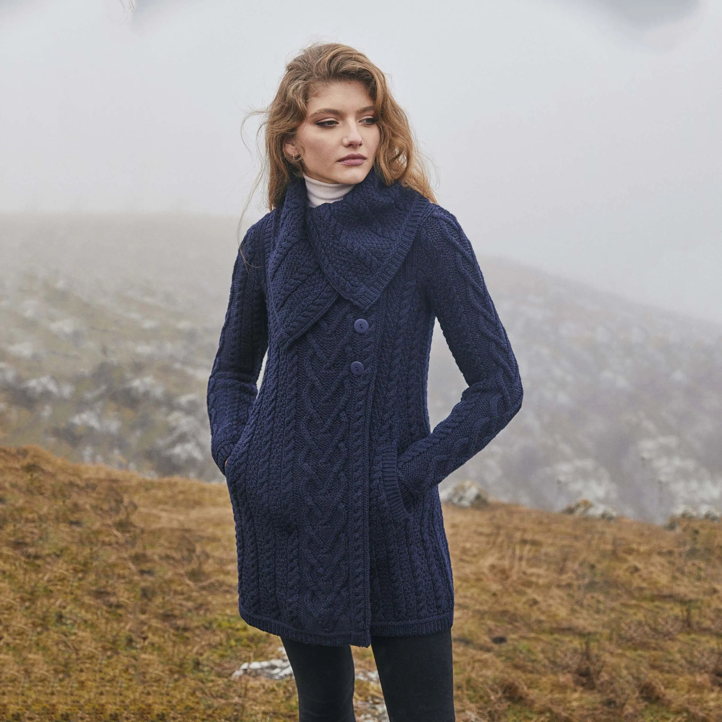 Ladies Irish Merino Wool A-Line Cardigan