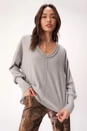 Leo Heathered Scoop Cozy Rib