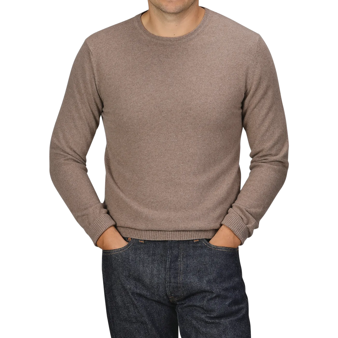 Light Brown Wool Cashmere Crewneck