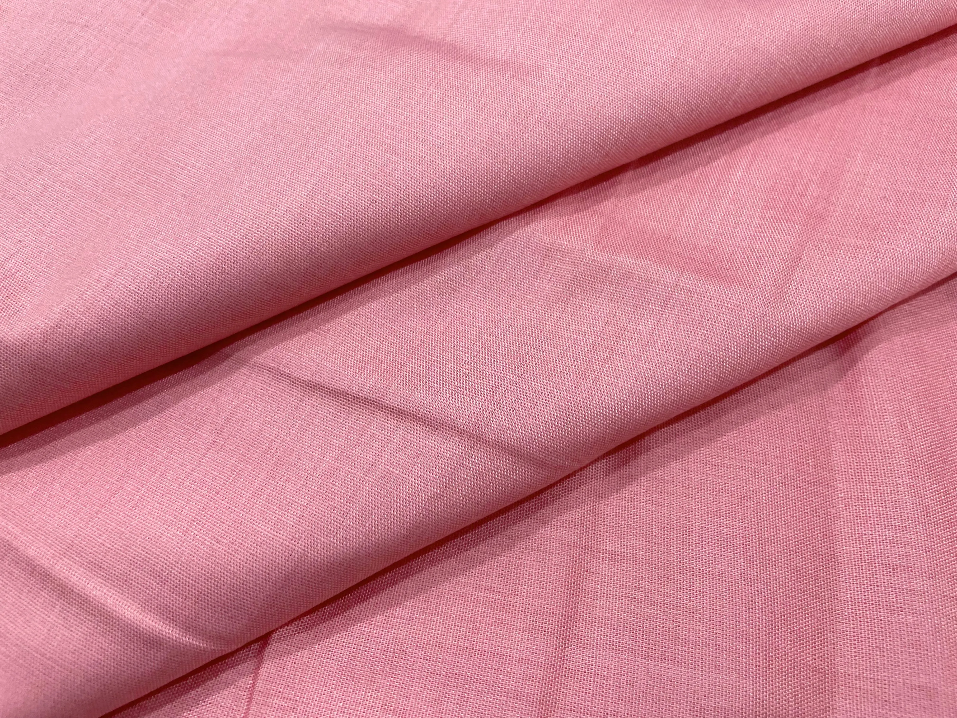 Light Peach & Red Plain Soft Cotton Rayon Fabric