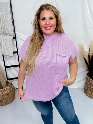 Lilac Short Sleeve Mock Neck Sweater Top FINAL SALE