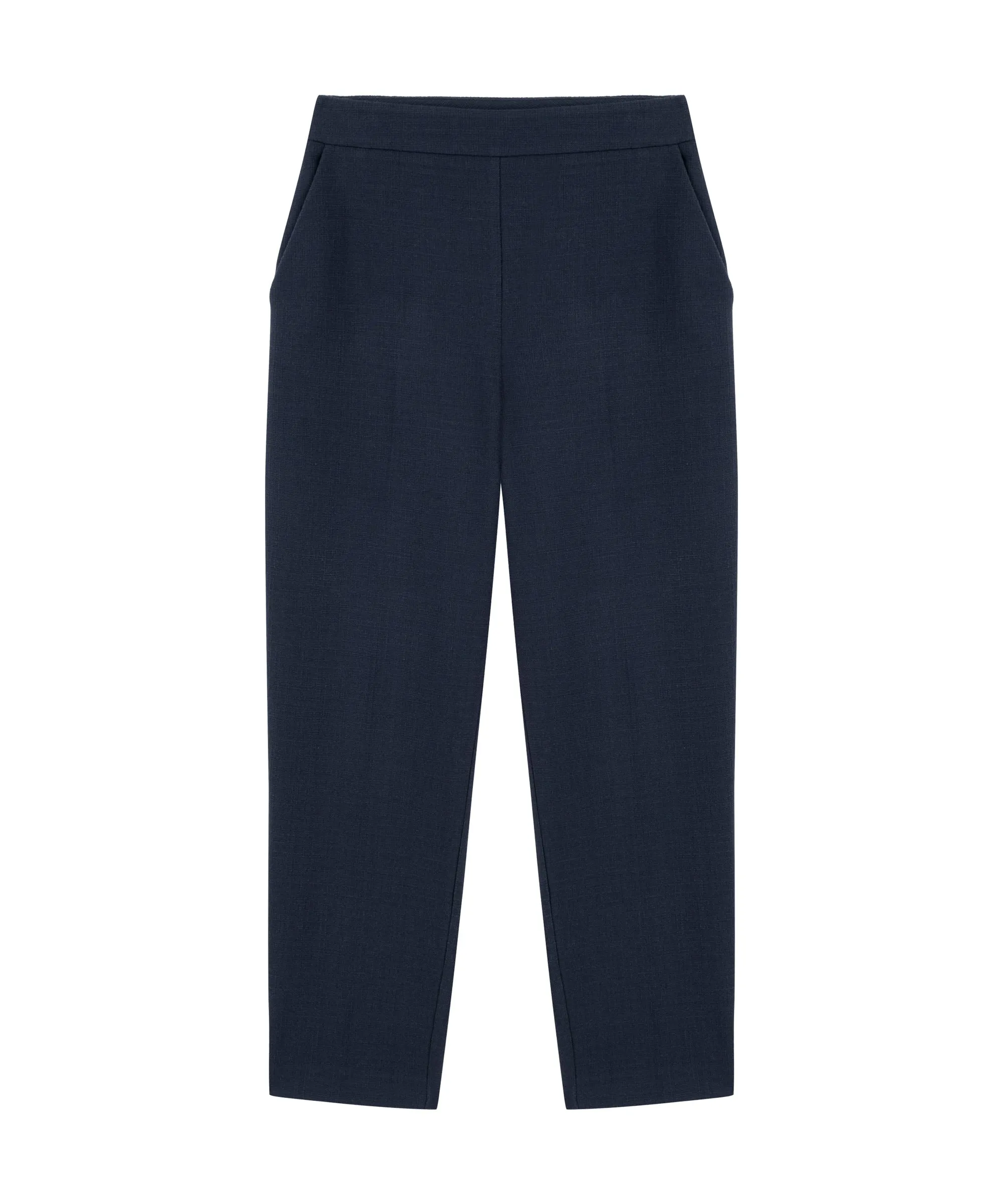 Machka Textured Cigarette Fit Trousers Navy Blue