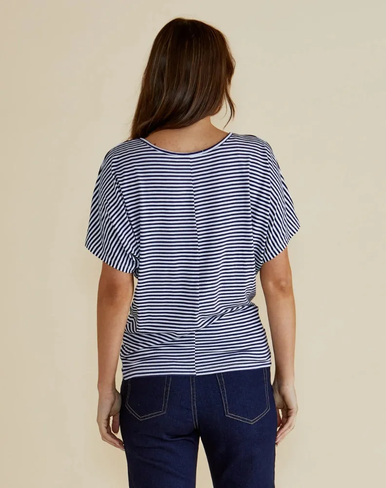 Maui Tee - Navy Blue/White Stripe