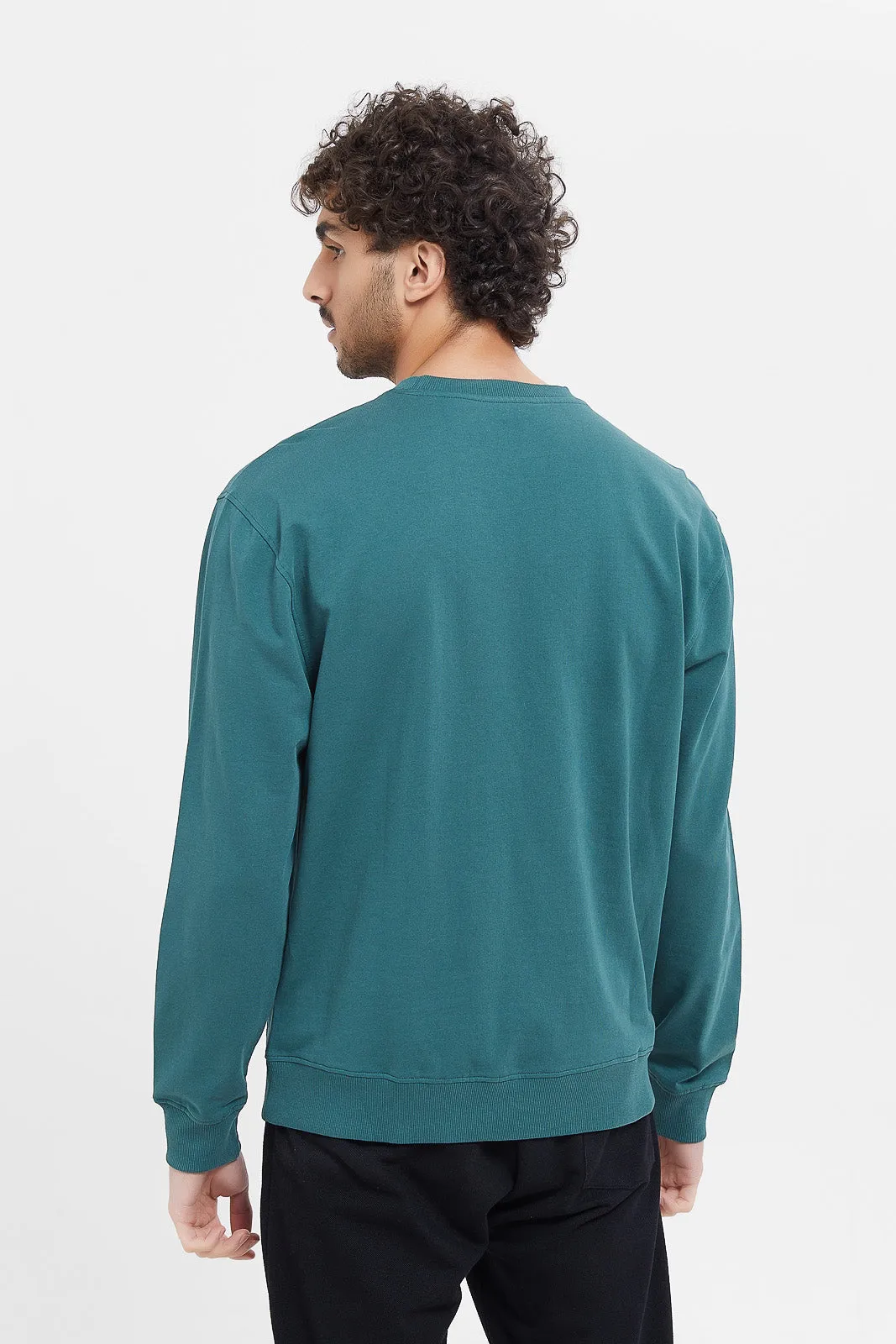 Men Teal Embroidered Sweatshirt