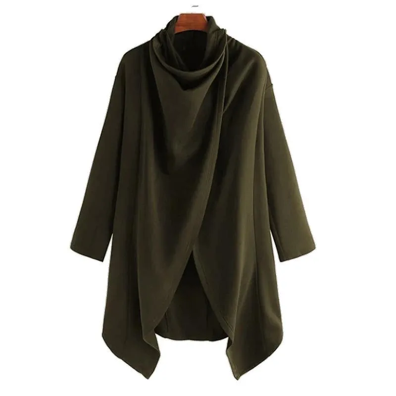 Men's Casual Cape Style High Collar Long Sleeve Irregular Coat 51124408K