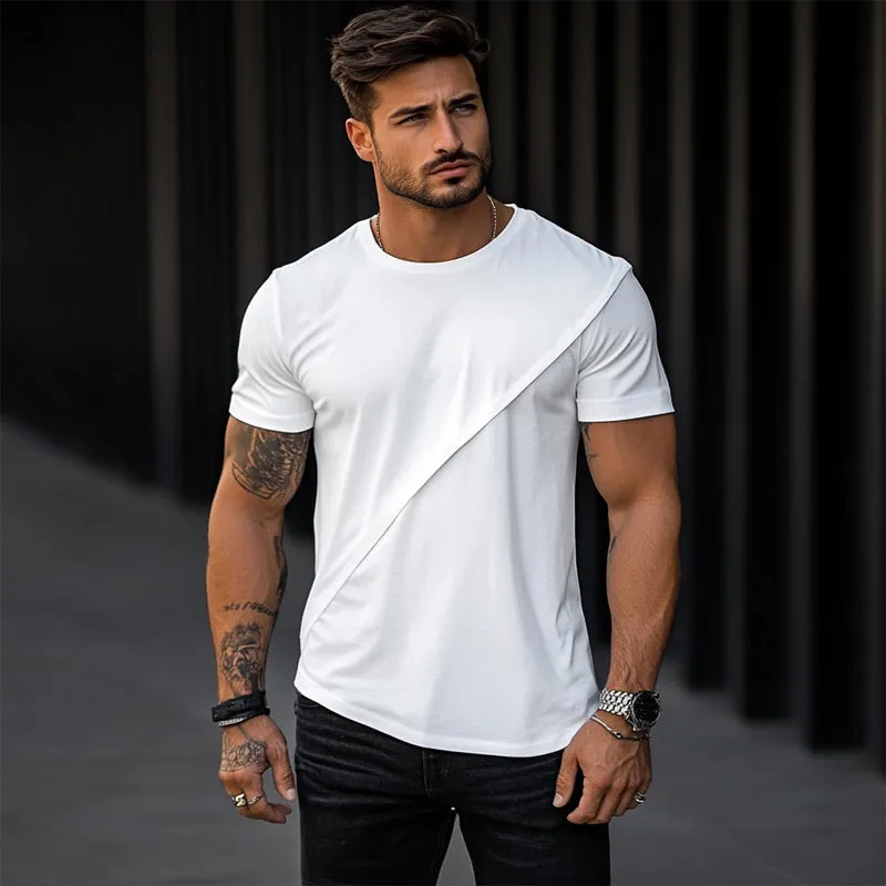 Men's Solid Color Simple Casual Short-sleeved T-shirt 44079793U