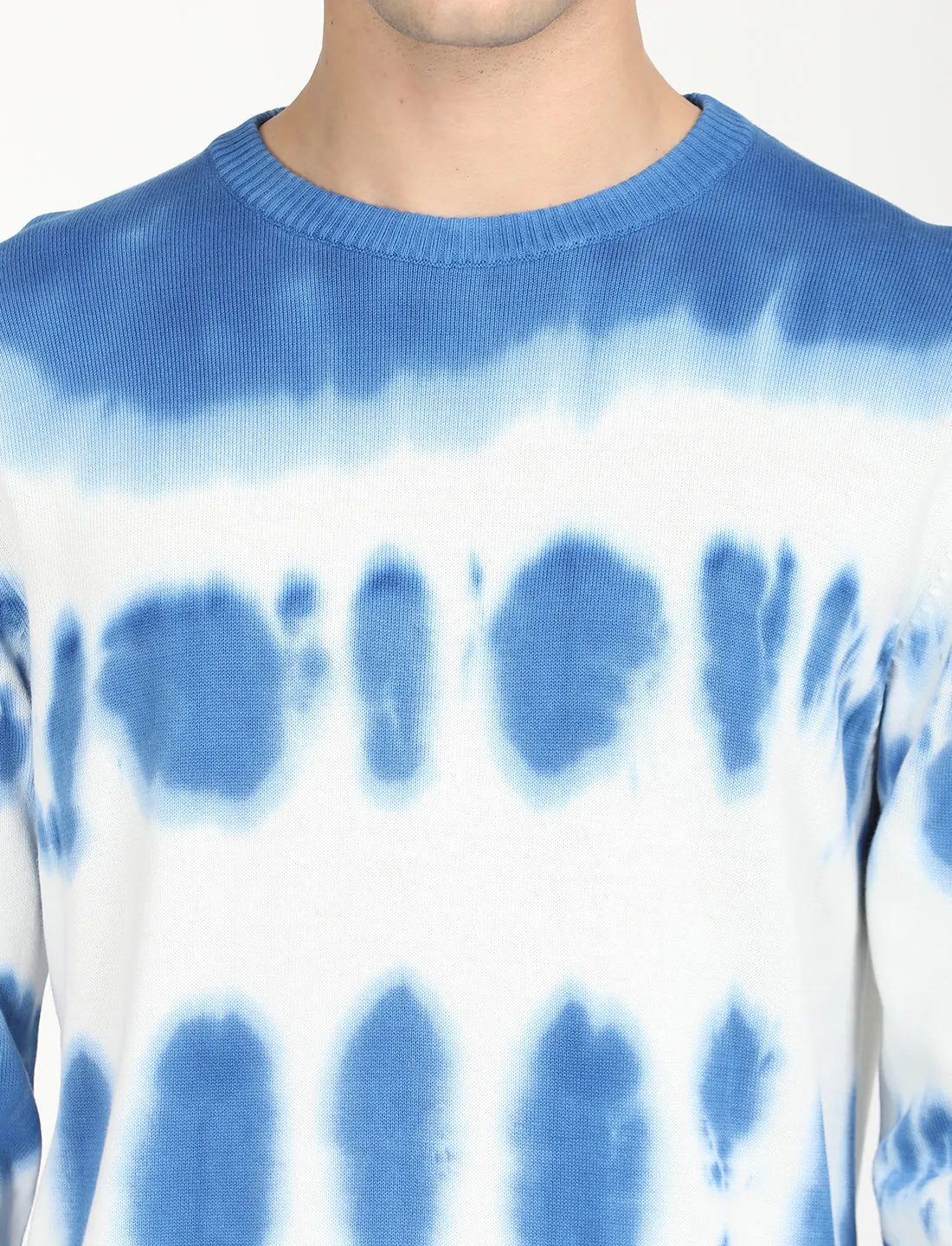 Men's Tie-Dye Blue Crew Neck Sweater