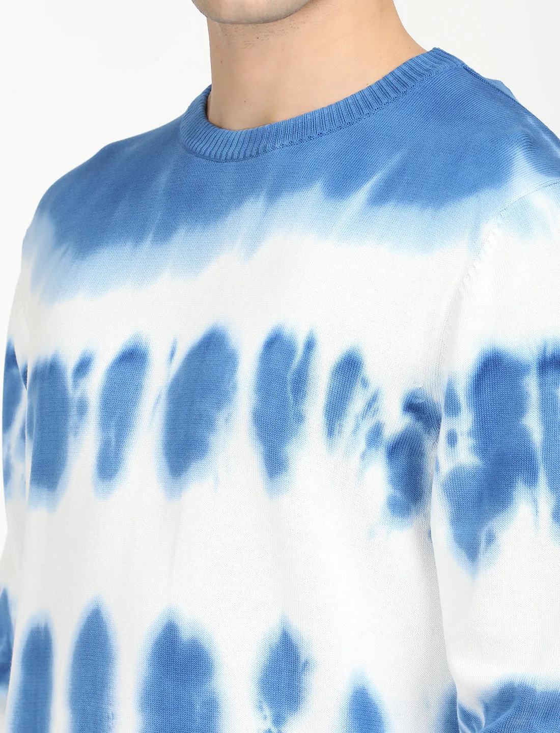 Men's Tie-Dye Blue Crew Neck Sweater