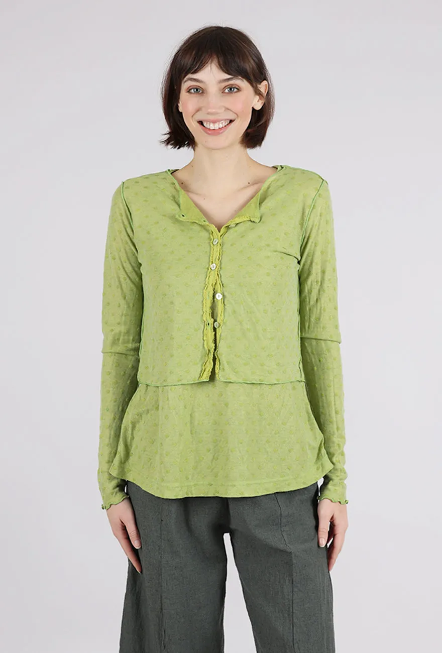 Mesh Dot Cropped Cardie, Verde