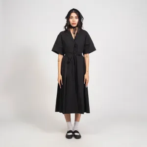 [MINJUKIM] BASIC PLEATED SHIRT DRESS _ BLACK