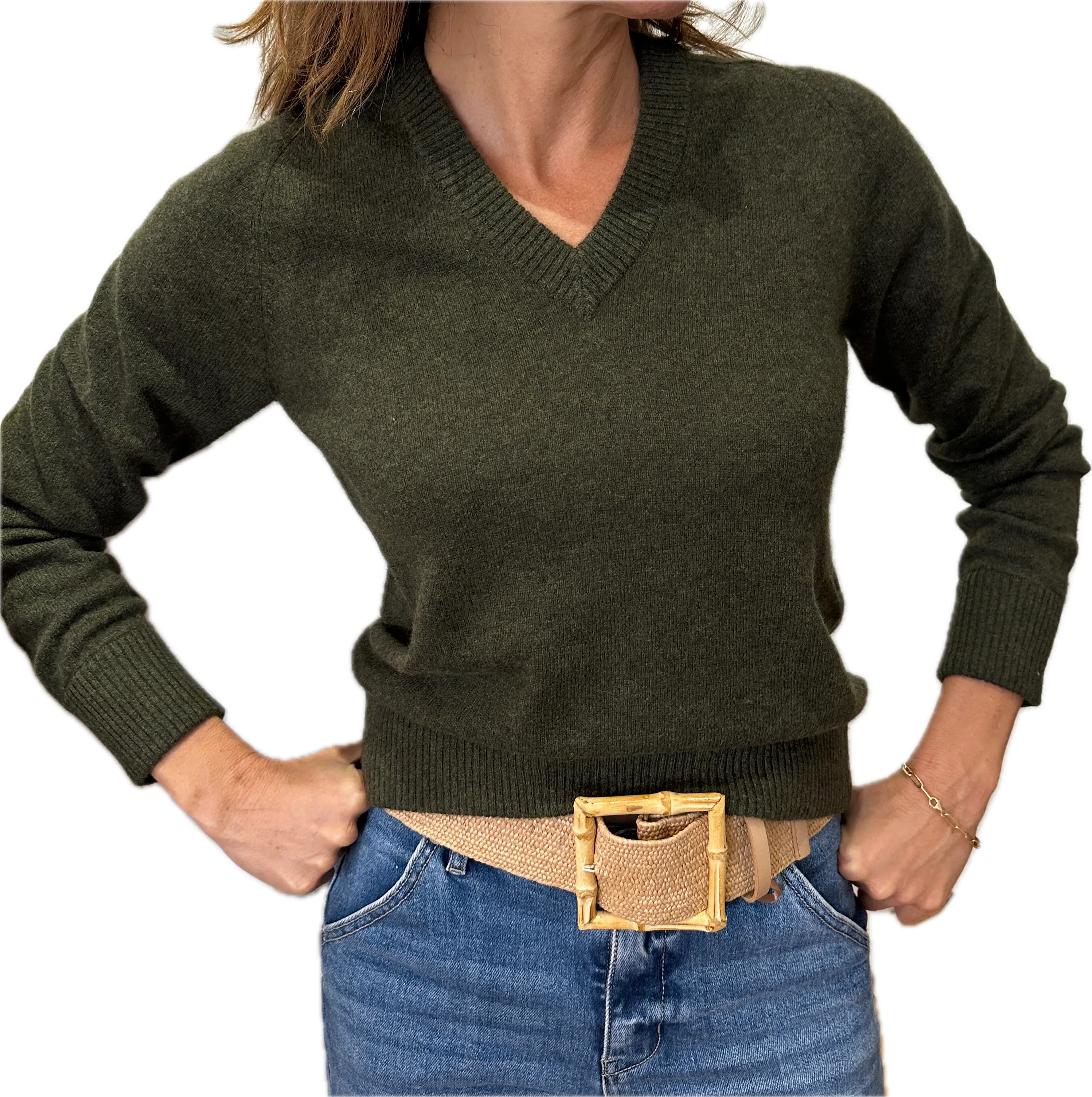 Minnie Rose Cashmere V Neck Raglan Pullover