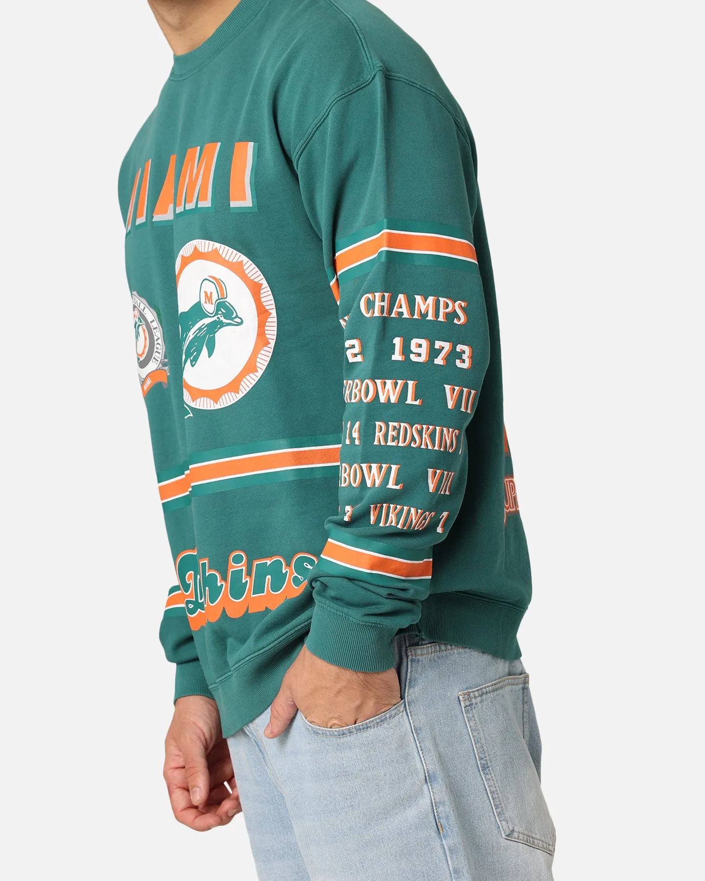 Mitchell & Ness Miami Dolphins 17-0 Crewneck Faded Teal