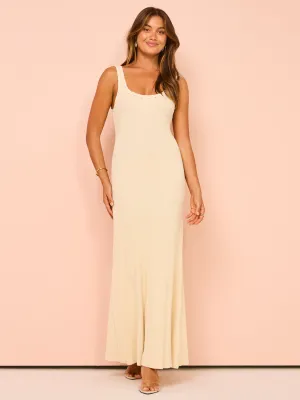 Mon Renn Outline Knit Midi Dress in Stone Ivory