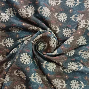 Multicolor Floral Printed Modal Chanderi Fabric