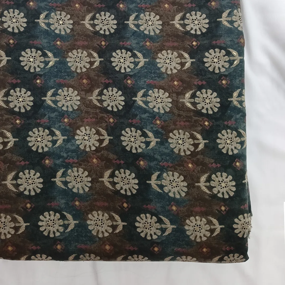 Multicolor Floral Printed Modal Chanderi Fabric