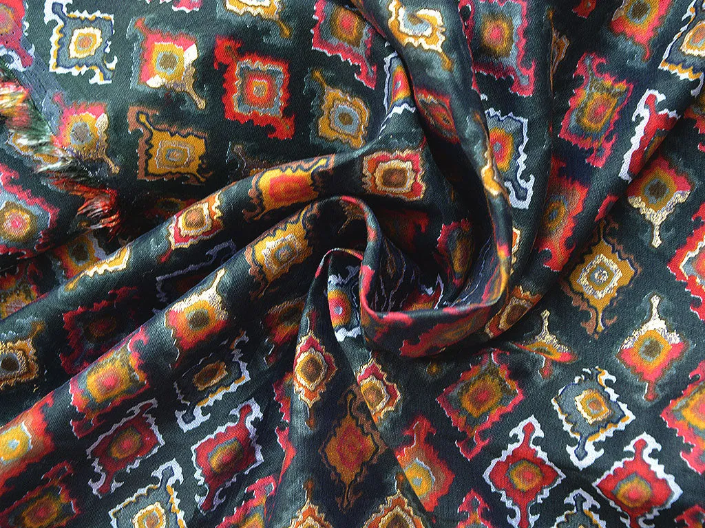 Multicolor Geometric Premium Modal Chanderi Silk Fabric