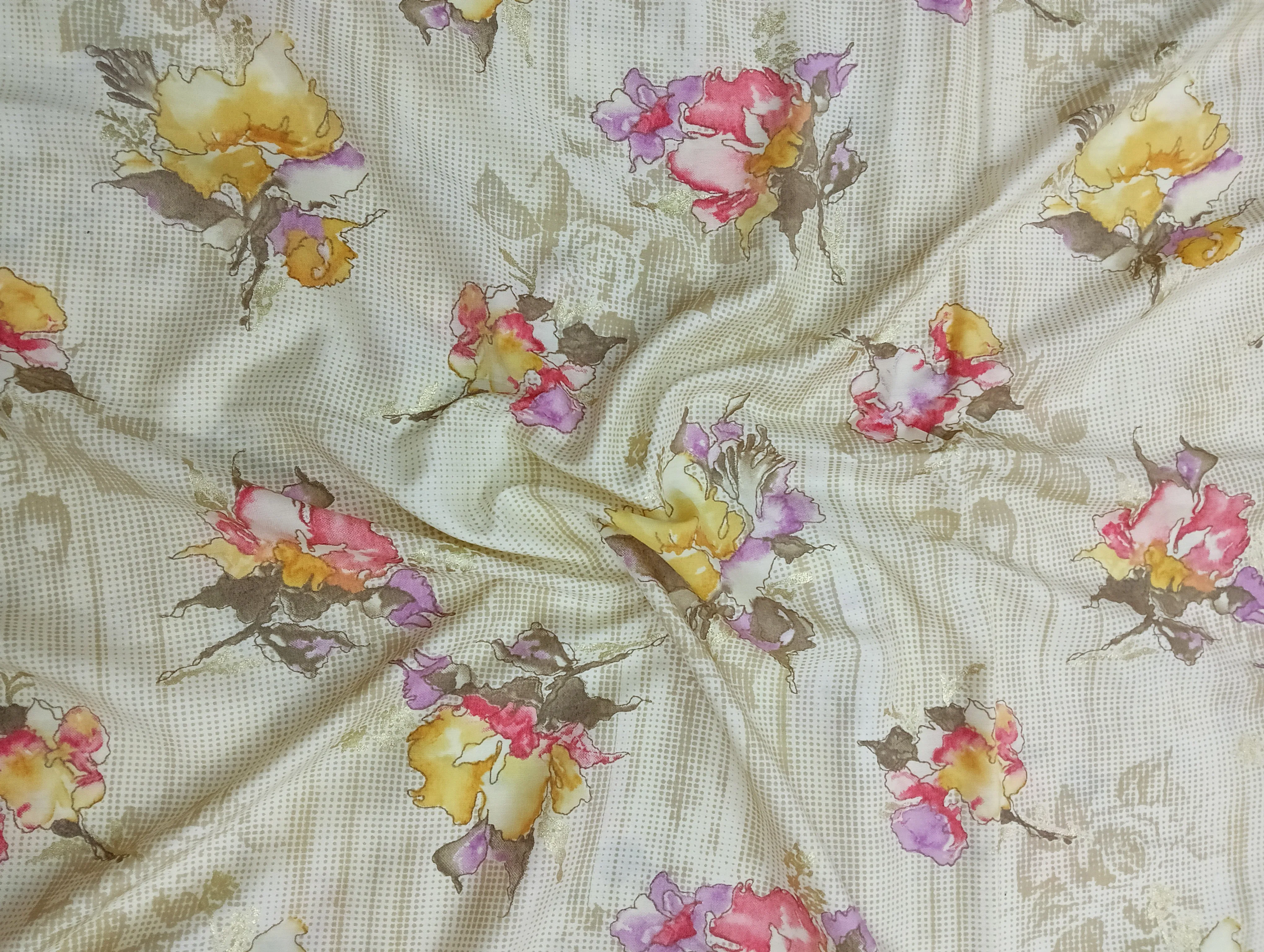 Multicolors Floral Printed Muslin Fabric