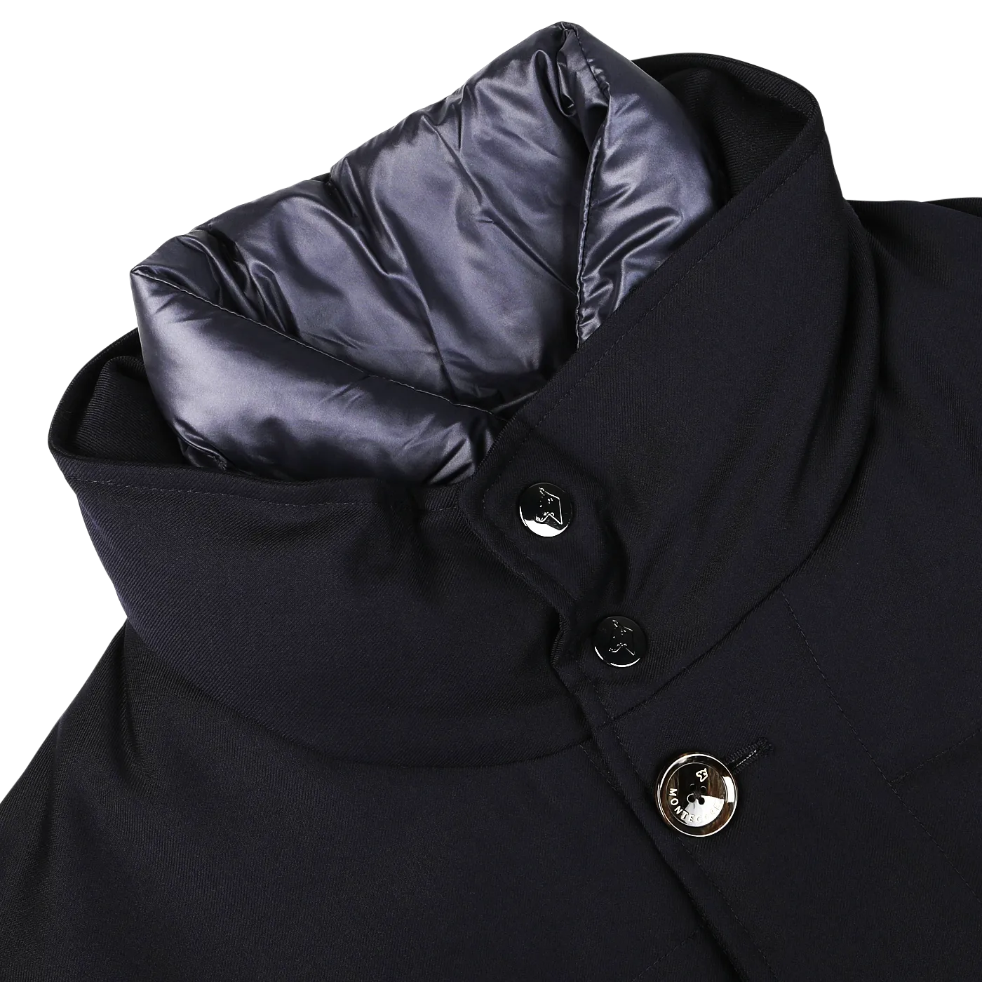 Navy Blue Super 120s Wool Batavia Padded Coat