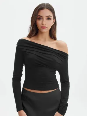 Oblique Off-Shoulder Graceful Long Sleeve Blouse