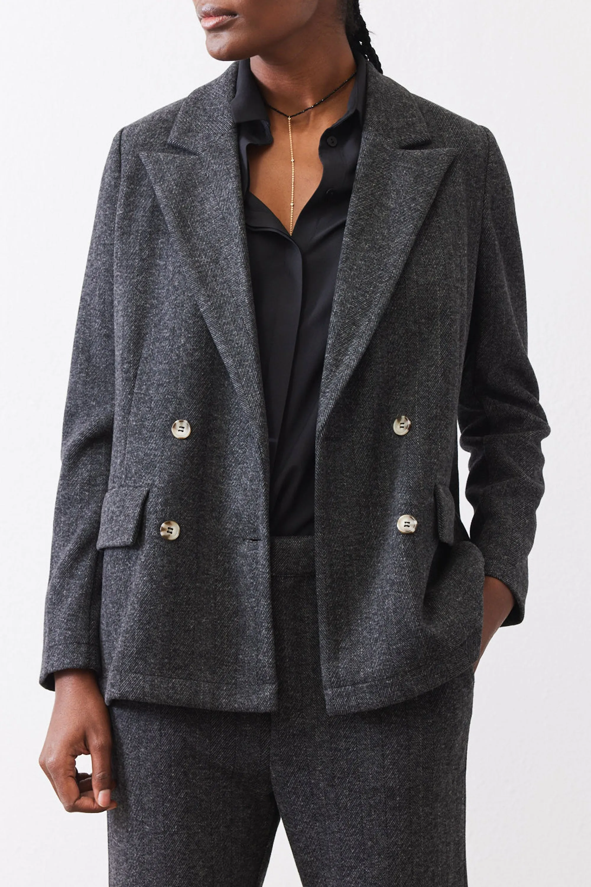 On the Clock Herringbone Blazer