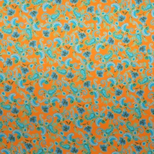 Orange Spice Floral and Paisleys Printed Silk Charmeuse Fabric