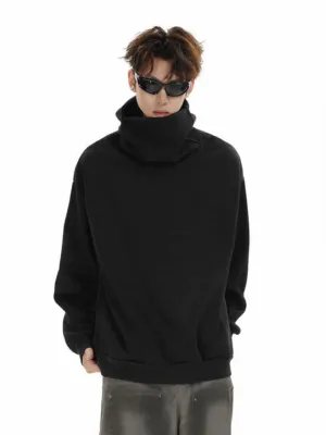 Oversized Drop Shoulder Funnel-Neck Pullover