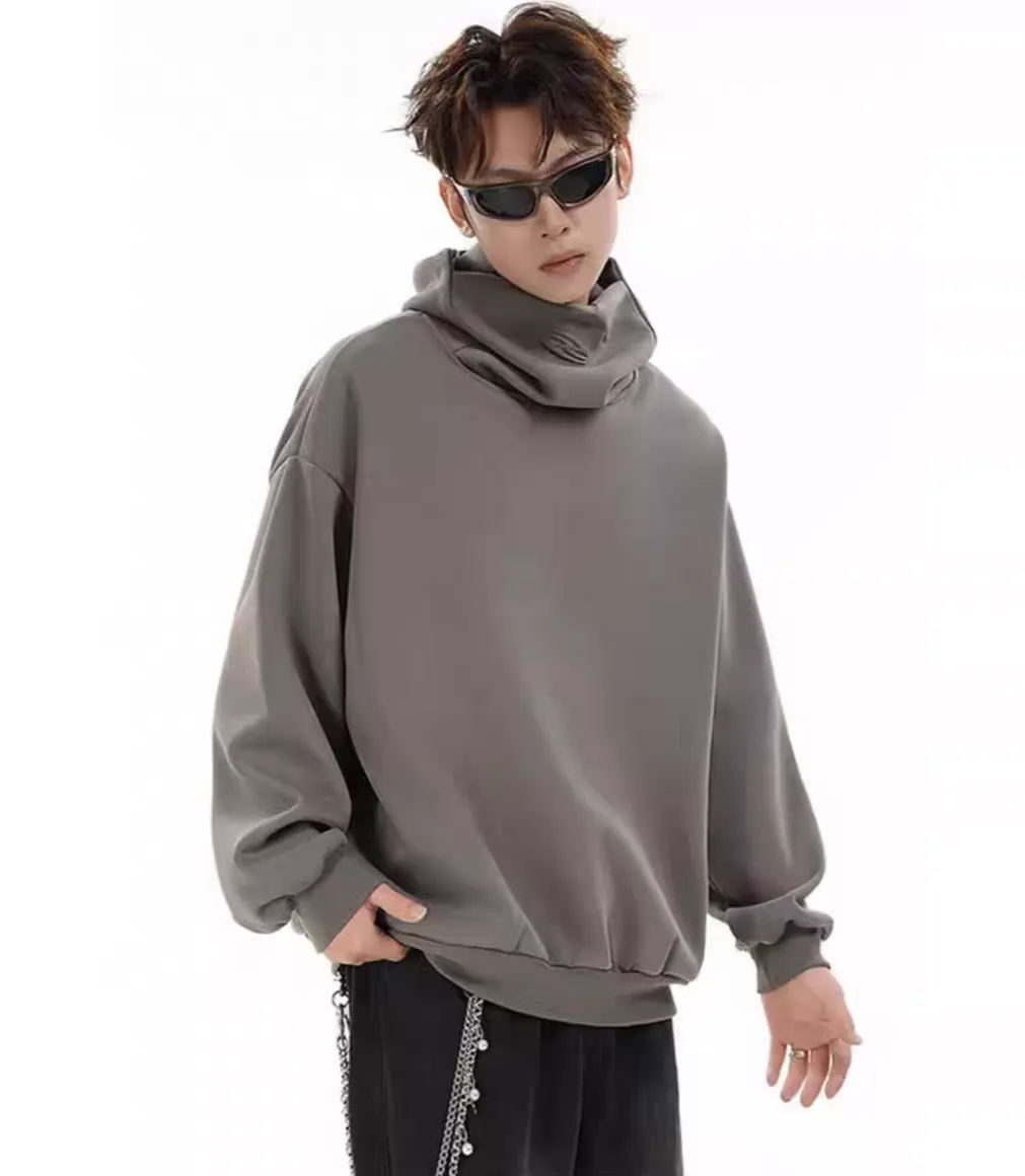 Oversized Drop Shoulder Funnel-Neck Pullover