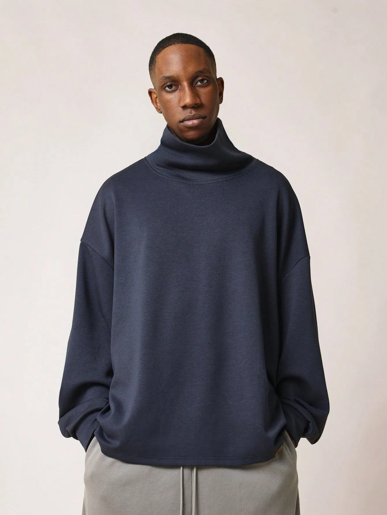 Oversized Fit Funnel Neck Premium Lightweight Essential Sweatshirt