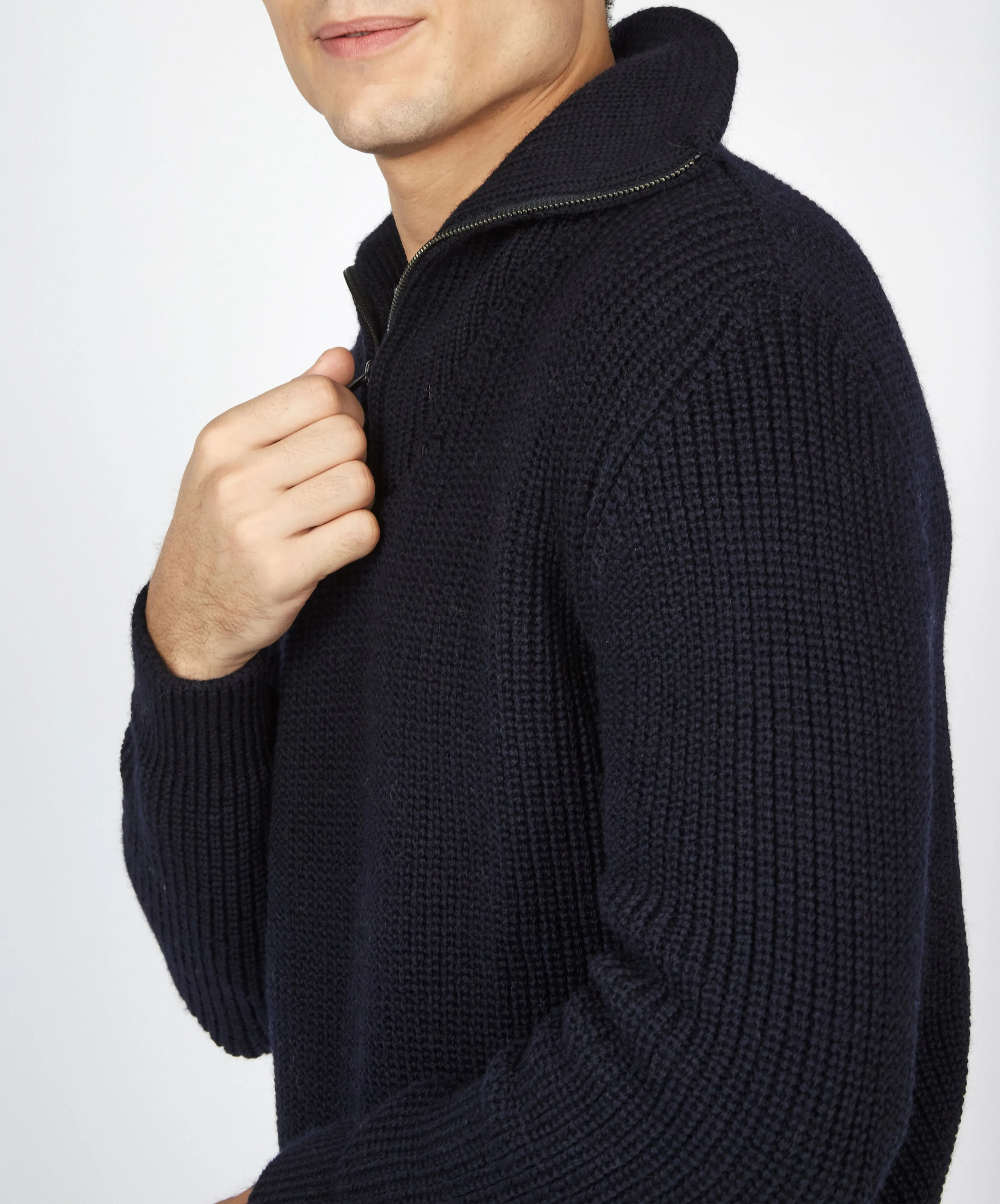 Owenroe Ribbed Troyer Sweater Navy