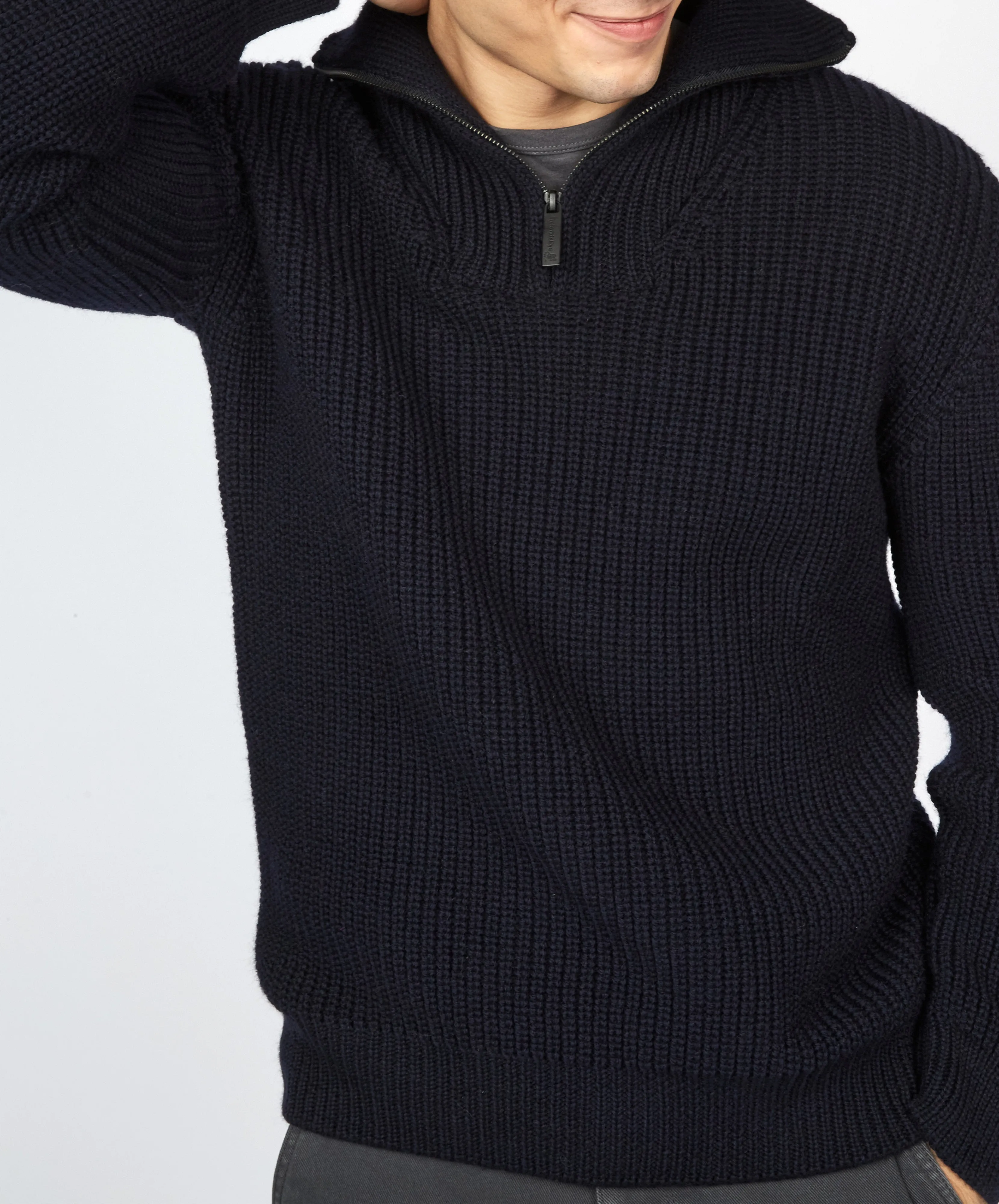 Owenroe Ribbed Troyer Sweater Navy