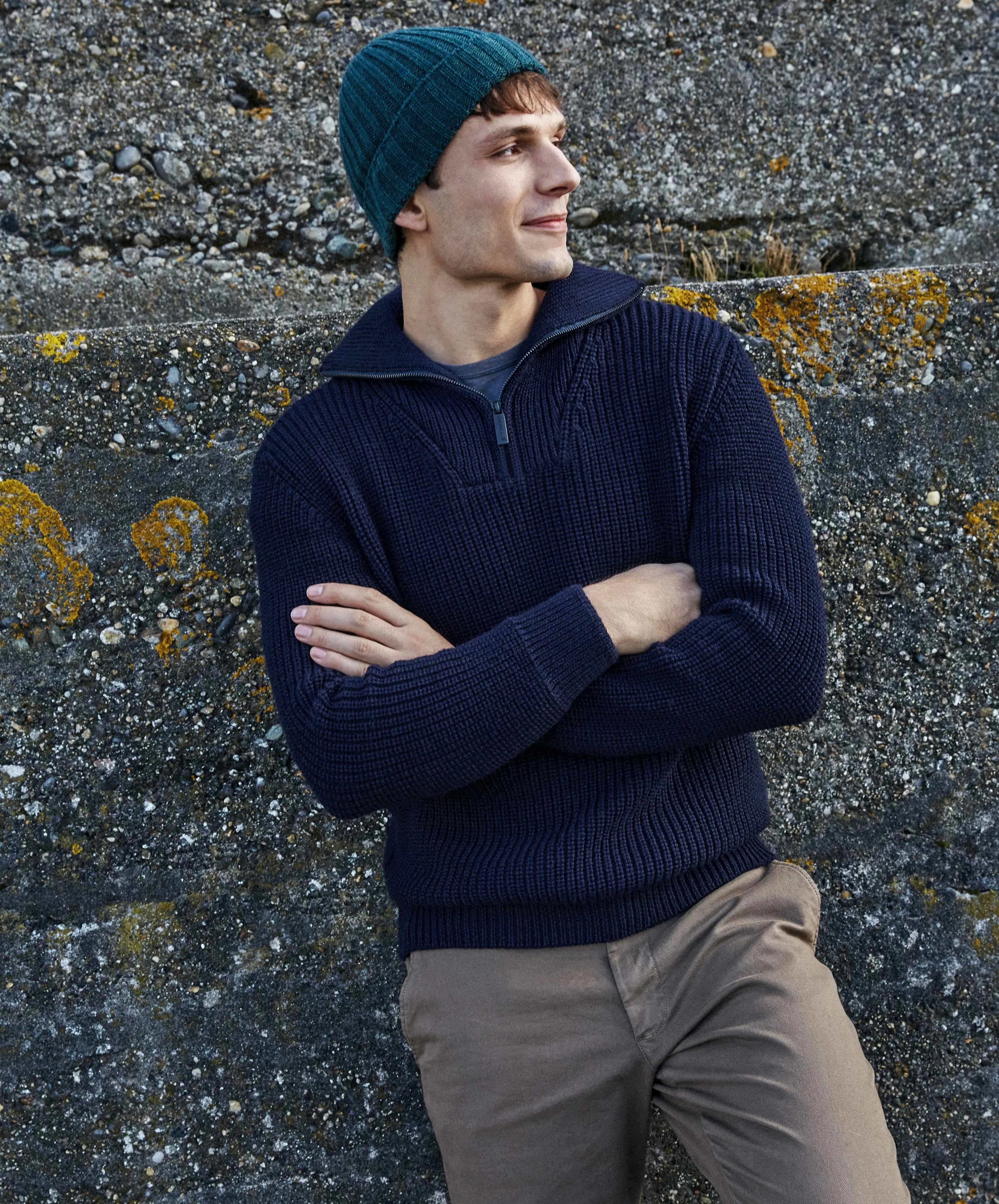 Owenroe Ribbed Troyer Sweater Navy