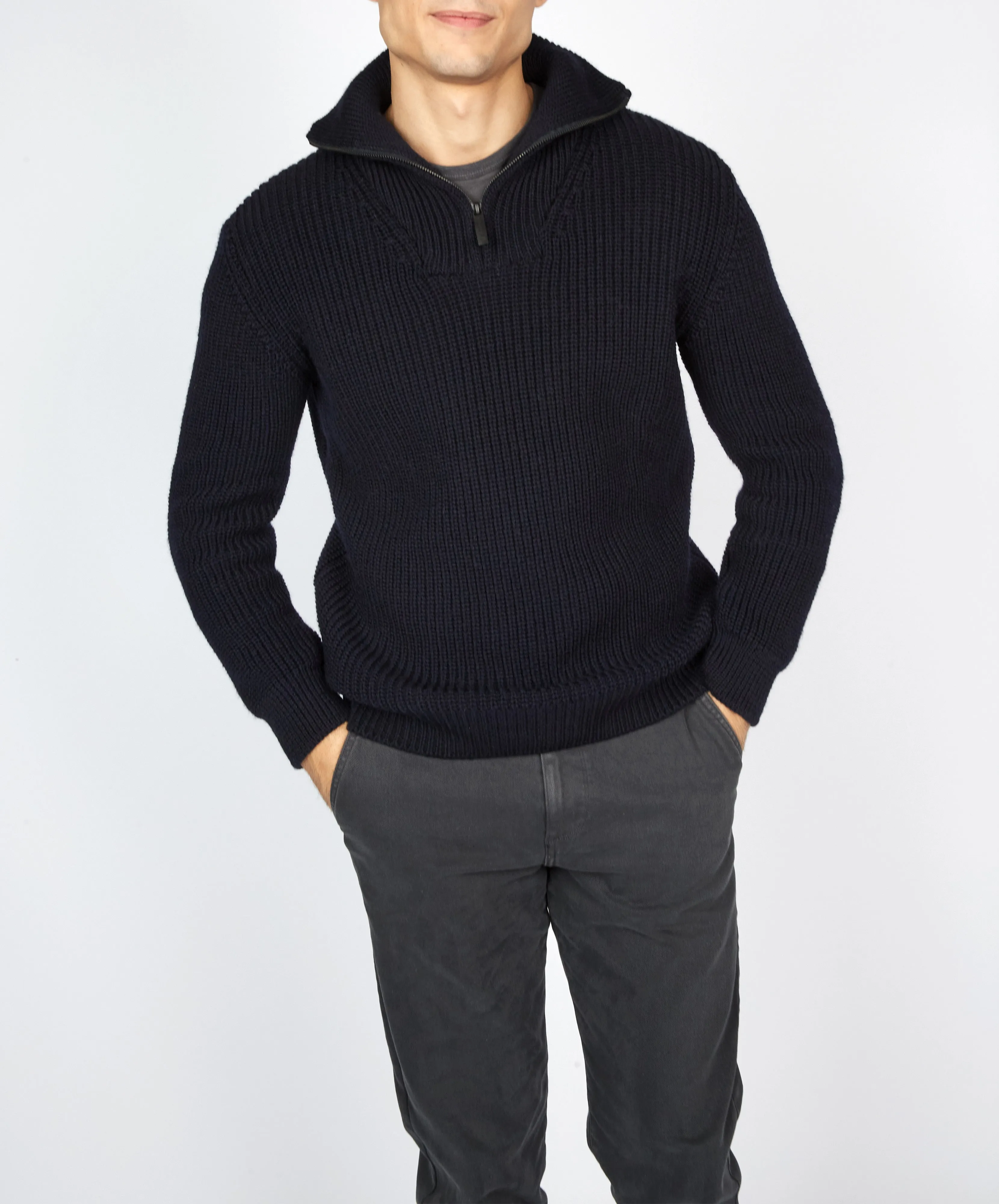 Owenroe Ribbed Troyer Sweater Navy