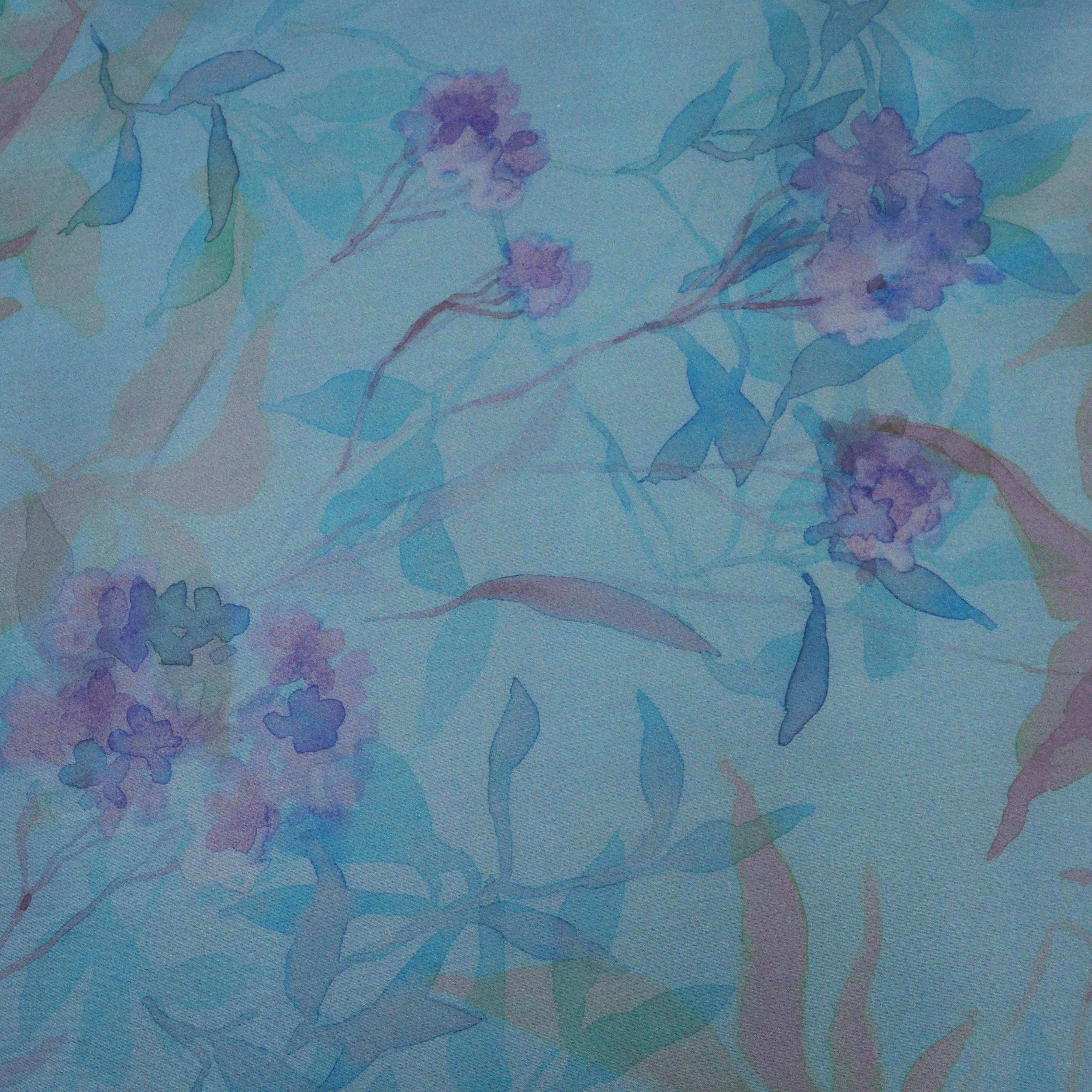 Pastel Bloom Florals Printed Silk Organza Fabric