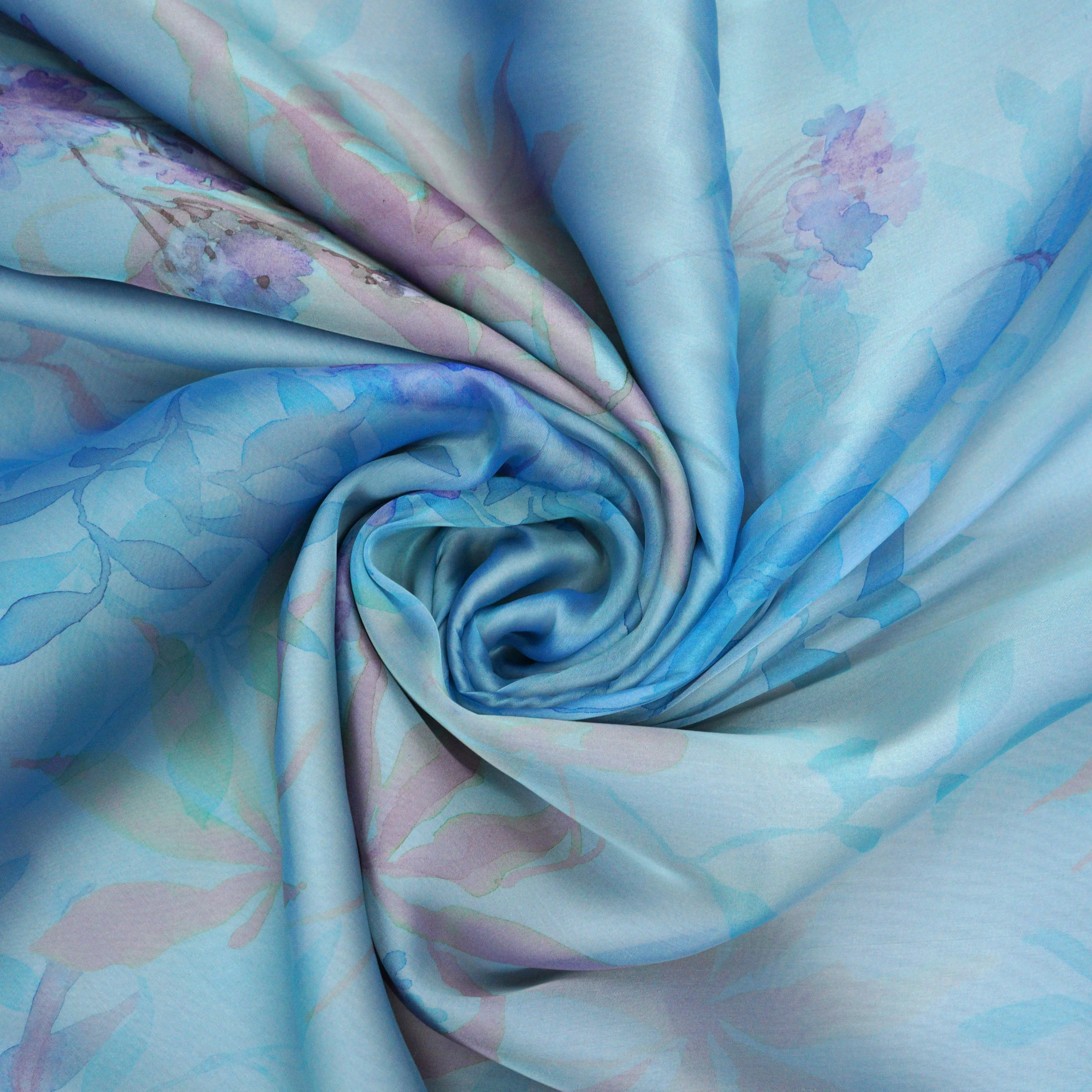 Pastel Bloom Florals Printed Silk Organza Fabric