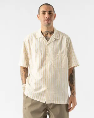 Pilgrim Surf   Supply Johnny Stripe Short Sleeve Shirt in Mustard