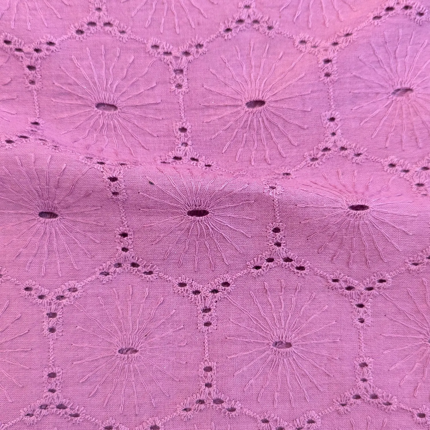 Purple Traditional Hand Dyed Cotton Embroidered Fabric