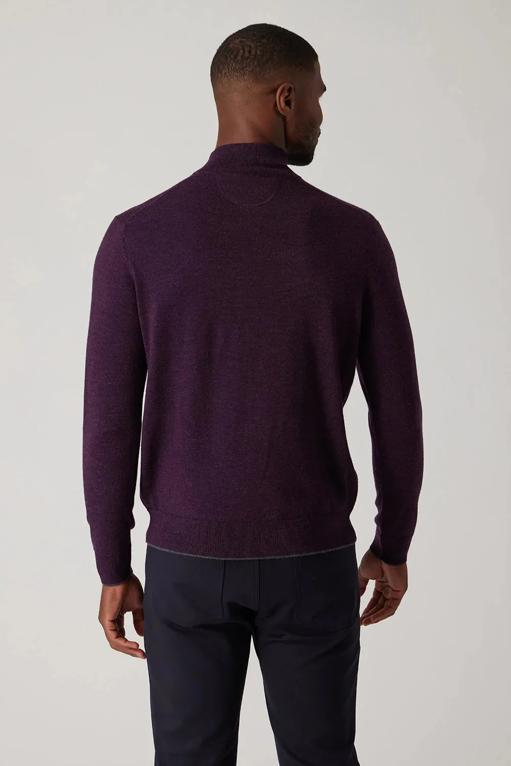 Raffi Merino Zip Mock in Wineberry