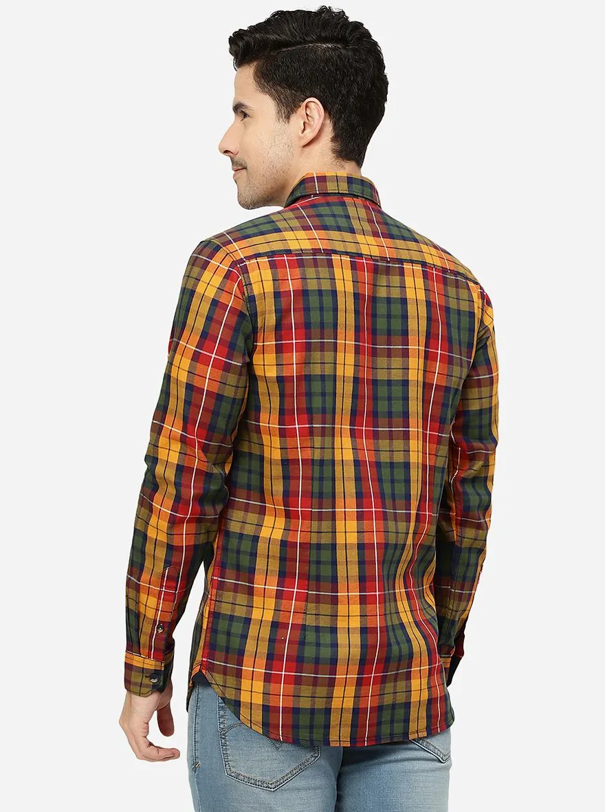 Red & Yellow Checked Slim Fit Casual Shirt | JadeBlue