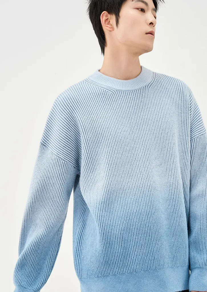 Ribbed Crew Neck Ombre Sweater